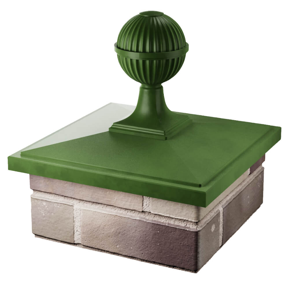 Колпак Zking БонаМоно Зеленый с шаром на столб 1.5х1.5 кирпича (385х385, 400х400мм) в сборе